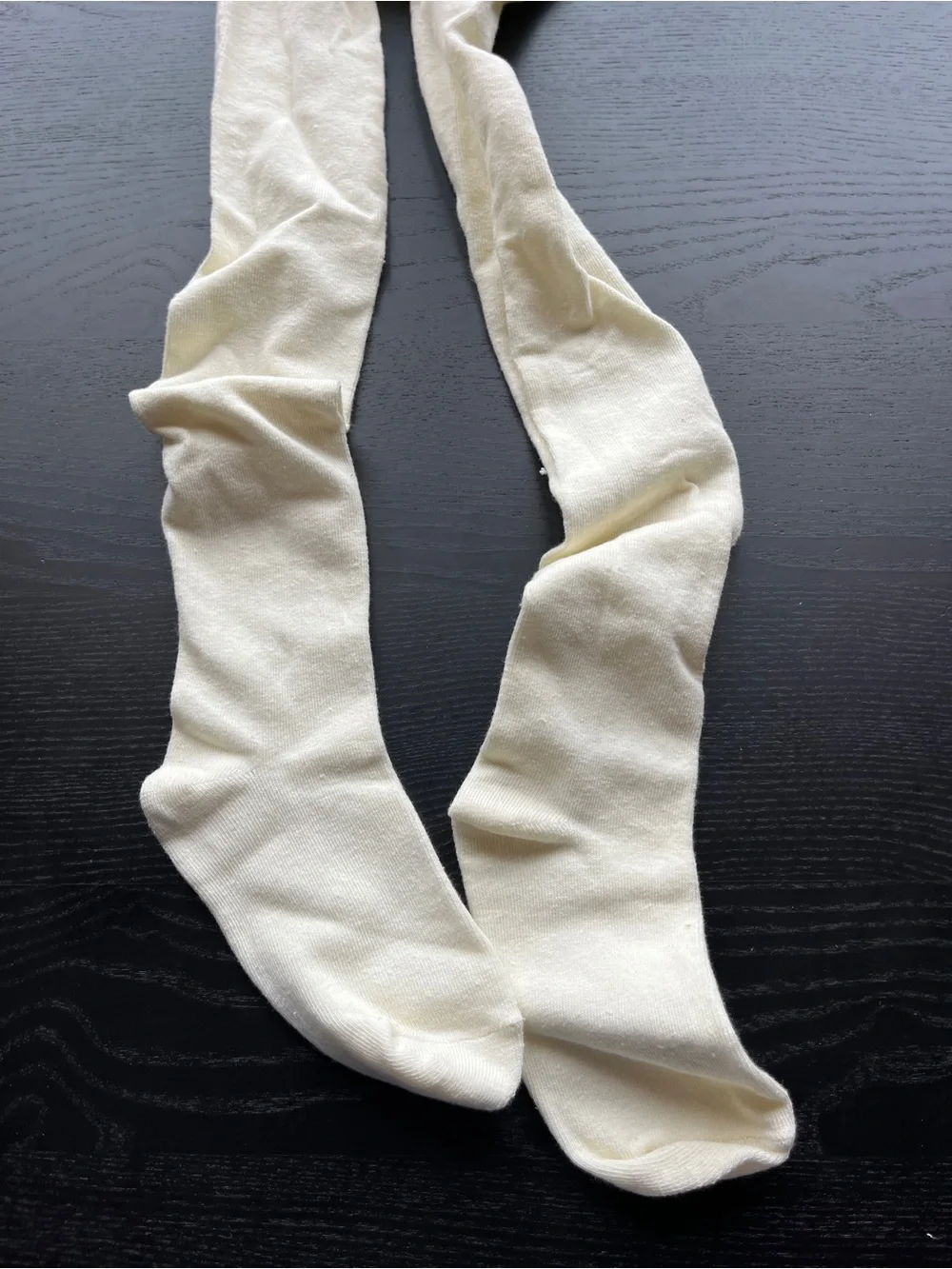 Cream Knit Tights Leggings Stockings Size 12-14 Off White